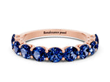 Rose gold Round Blue Sapphire Shared Prong Eternity Band_6