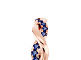 Rose gold Round Blue Sapphire Twist Eternity Band with Pavé Setting_11