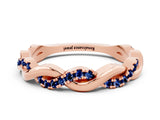 Rose gold Round Blue Sapphire Twist Eternity Band with Pavé Setting_6
