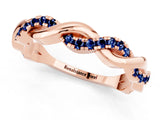 Rose gold Round Blue Sapphire Twist Eternity Band with Pavé Setting_7
