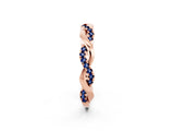 Rose gold Round Blue Sapphire Twist Eternity Band with Pavé Setting_8