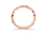 Rose gold Round Blue Sapphire Twist Eternity Band with Pavé Setting_9