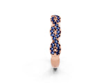 Rose gold Round Blue Sapphire Twisted Eternity Band with Pavé and Shared Prong Setting_20