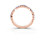 Rose gold Round Blue Sapphire Twisted Eternity Band with Pavé and Shared Prong Setting_21