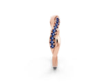 Rose gold Round Blue Sapphire Twisted Infinity Band with Prong Setting_8