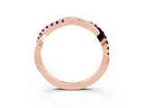 Rose gold Round Blue Sapphire Twisted Infinity Band with Prong Setting_9