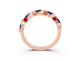 Rose gold Round Blue Sapphire Wave Band with Channel Setting and Shared Prongs_9