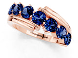 Rose gold Round Blue Sapphire Wave Band with Channel and Shared Prong Setting_19