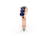 Rose gold Round Blue Sapphire Wave Band with Channel and Shared Prong Setting_20