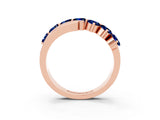 Rose gold Round Blue Sapphire Wave Band with Channel and Shared Prong Setting_21