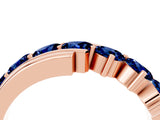 Rose gold Round Blue Sapphire Wave Band with Channel and Shared Prong Setting_22