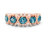 Rose gold Round Blue Topaz Channel Set Band with X-Prong Detail_6