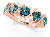 Rose gold Round Blue Topaz Channel Set Band with X-Prong Detail_7