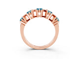 Rose gold Round Blue Topaz Channel Set Band with X-Prong Detail_9