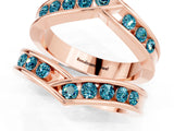 Rose gold Round Blue Topaz Channel-Set Chevron Band_7