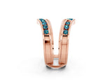 Rose gold Round Blue Topaz Channel-Set Chevron Band_8