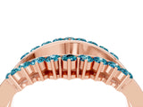 Rose gold Round Blue Topaz Chevron Contour Band with Prong Setting_10