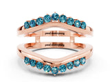 Rose gold Round Blue Topaz Chevron Contour Band with Prong Setting_6