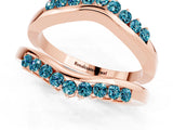 Rose gold Round Blue Topaz Chevron Contour Band with Prong Setting_7