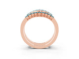 Rose gold Round Blue Topaz Chevron Contour Band with Prong Setting_9
