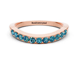 Rose gold Round Blue Topaz Curved Wedding Band with Channel Setting_6