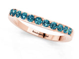 Rose gold Round Blue Topaz Curved Wedding Band with Channel Setting_7