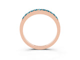 Rose gold Round Blue Topaz Curved Wedding Band with Channel Setting_9