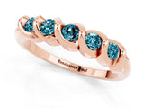 Rose gold Round Blue Topaz Eternity Band with Twist Prong Setting_7