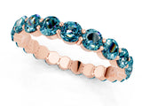 Rose gold Round Blue Topaz Eternity Band with U-Prong Setting_31