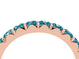 Rose gold Round Blue Topaz Half Eternity Band with Classic Prong Setting_10