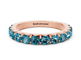 Rose gold Round Blue Topaz Half Eternity Band with Classic Prong Setting_6