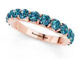 Rose gold Round Blue Topaz Half Eternity Band with Classic Prong Setting_7