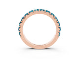 Rose gold Round Blue Topaz Half Eternity Band with Classic Prong Setting_9