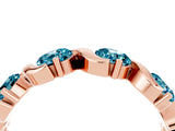 Rose gold Round Blue Topaz Half Eternity Band with Wave Prong Setting_10