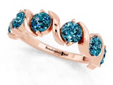 Rose gold Round Blue Topaz Half Eternity Band with Wave Prong Setting_7
