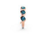 Rose gold Round Blue Topaz Half Eternity Band with Wave Prong Setting_8