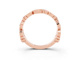 Rose gold Round Blue Topaz Leaf Eternity Band with Bezel Setting_81