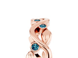 Rose gold Round Blue Topaz Leaf Eternity Band with Bezel Setting_83