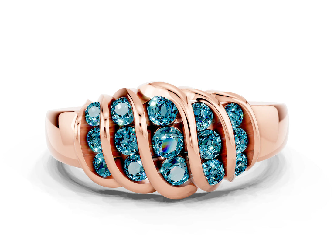 Rose gold Round Blue Topaz Multi-Row Crossover Band_6