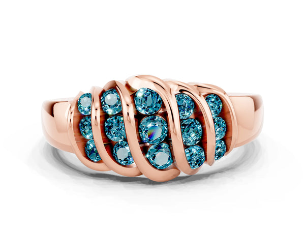Rose gold Round Blue Topaz Multi-Row Crossover Band