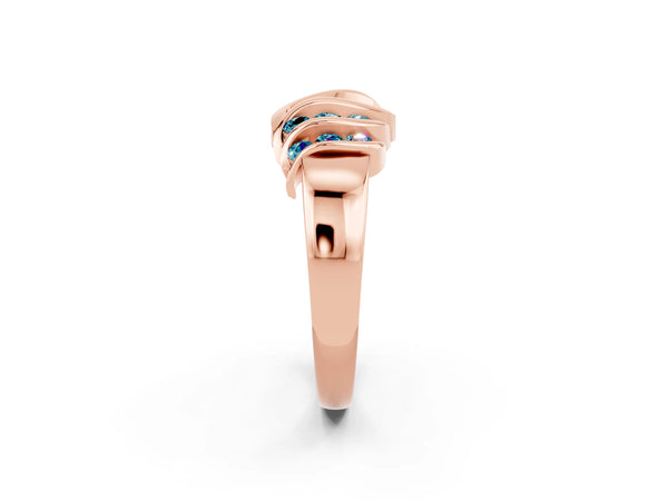 Rose gold Round Blue Topaz Multi-Row Crossover Band