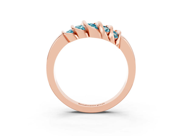 Rose gold Round Blue Topaz Multi-Row Crossover Band