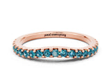 Rose gold Round Blue Topaz Pavé Set Curved Wedding Band_6