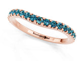 Rose gold Round Blue Topaz Pavé Set Curved Wedding Band_7
