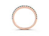 Rose gold Round Blue Topaz Pavé Set Curved Wedding Band_9