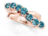 Rose gold Round Blue Topaz Prong-Set Crossover Band_7