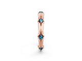 Rose gold Round Blue Topaz Prong Set Milgrain Eternity Band_8