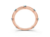 Rose gold Round Blue Topaz Prong Set Milgrain Eternity Band_9