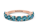 Rose gold Round Blue Topaz Shared Prong Eternity Band_6