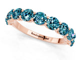 Rose gold Round Blue Topaz Shared Prong Eternity Band_7